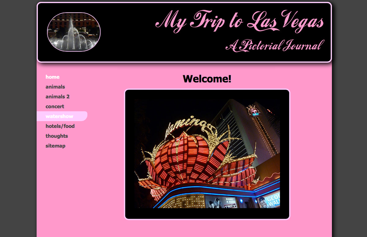 Website for Las Vegas Trip
