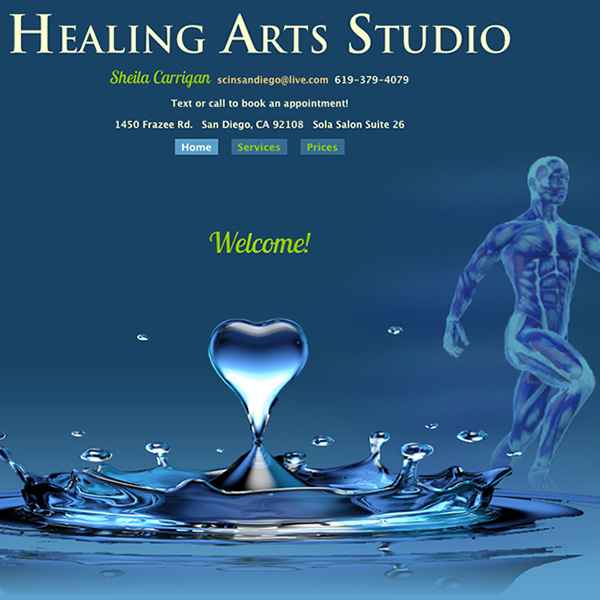 Sheila’s Massage Studio website screenshot.